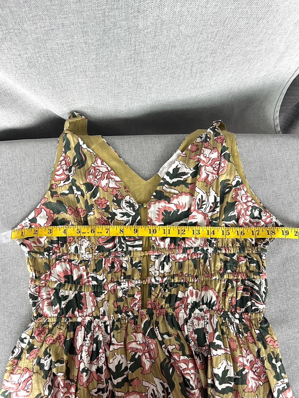 Caroline Constas Midi floral sundress olive dark green pink white size L - Picture 15 of 15